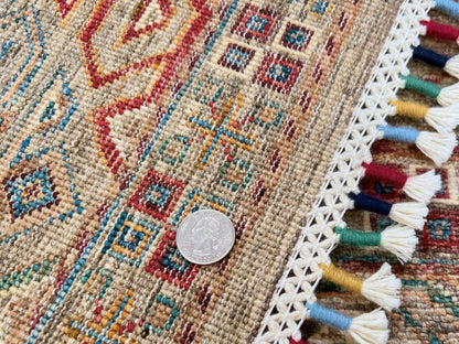 Afghan Khorjin (3'02"x4'08") camel/multicolor