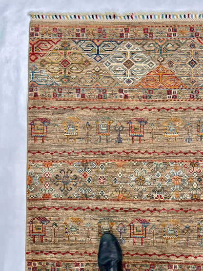 Afghan Khorjin (3'02"x4'08") camel/multicolor