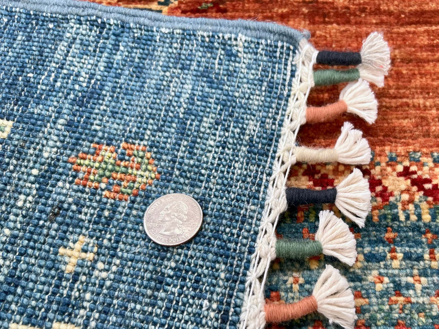 Afghan Tree of Life Gabbeh (3'04"x5'00") rust/blue