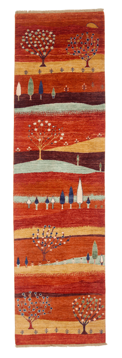 Scenic Afghan Gabbeh (2'08"x9'09") rust