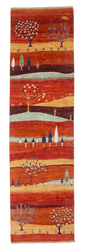 Scenic Afghan Gabbeh (2'08"x9'09") rust