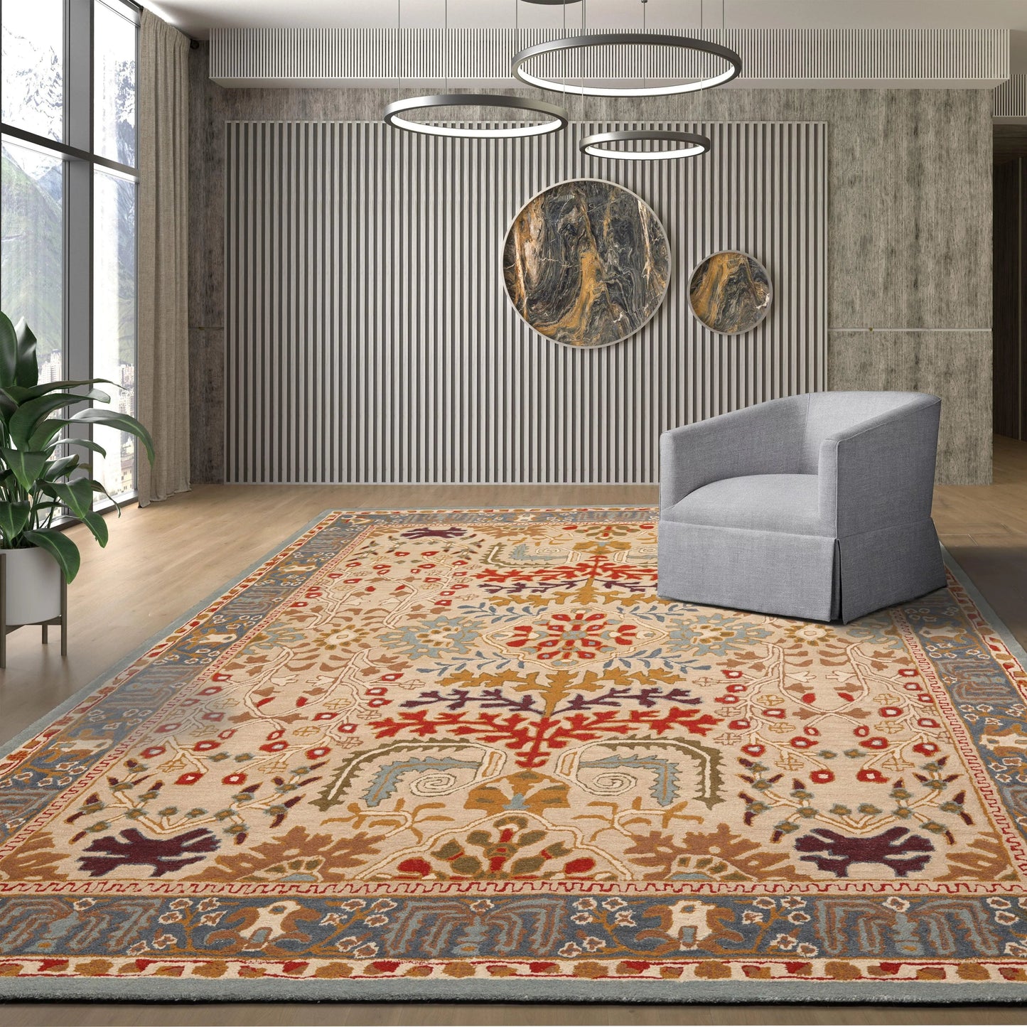 Multi Sizes Beige Handmade 100% Wool Arts & Craft Transitional Oriental Area Rug