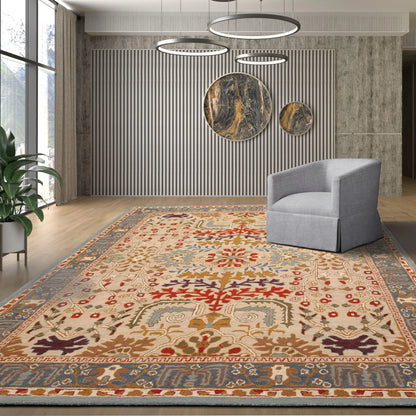 Multi Sizes Beige Handmade 100% Wool Arts & Craft Transitional Oriental Area Rug