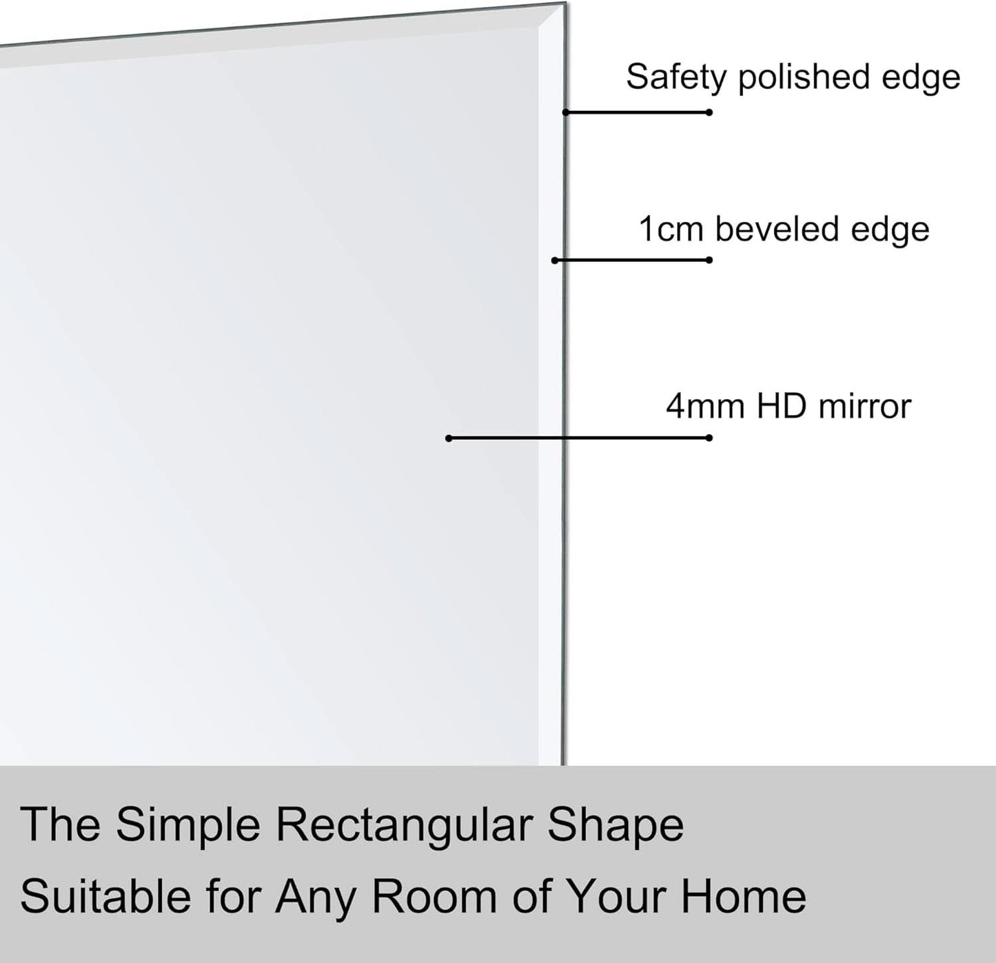 Wall Mirror Frameless 24x32 Bathroom Vanity Decor Accent