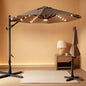 10 Foot Solar LED Cantilever Patio Umbrella With Lights Cross Base For Outdoor Use