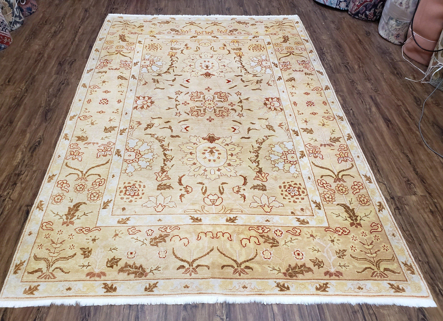 Vintage Turkish Oushak Area Rug 6x9, Wool Hand-Knotted