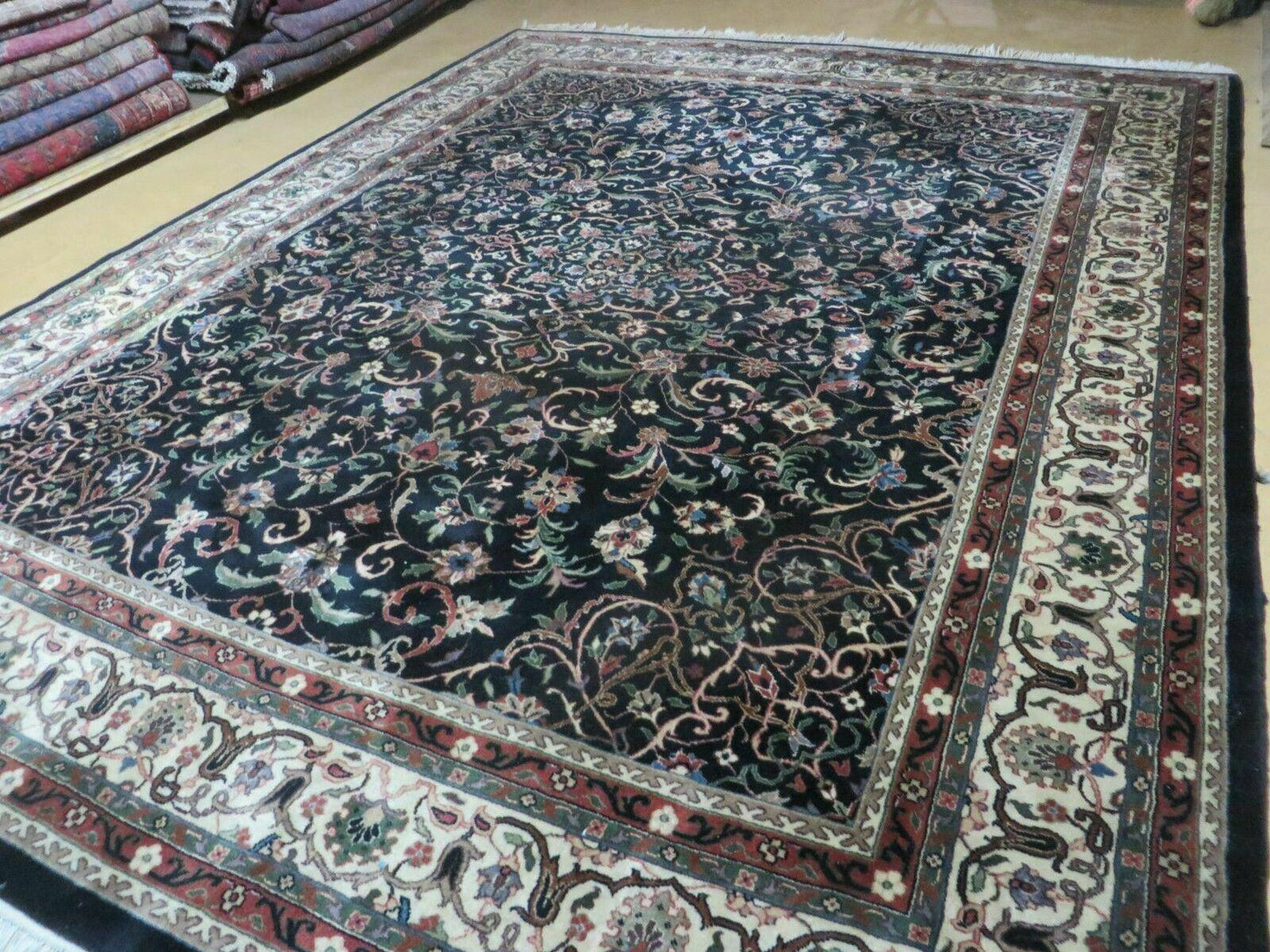 Indo Persian Rug 8x10, Wool Handmade Floral Carpet
