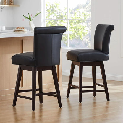 30 Inch Counter Height Swivel Bar Stools Set Of 2 Black