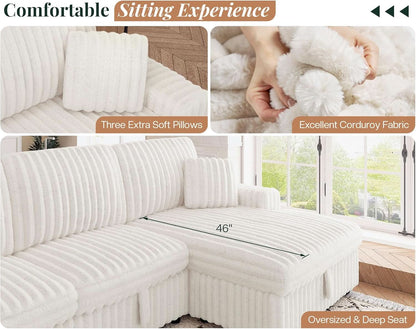 One Hundred Thirty Inch Sleeper Sofa With White Faux Fur