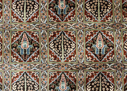 Sino Persian Rug 8x10, Panel Design, Brown, Multicolor, Wool, Cedar Trees