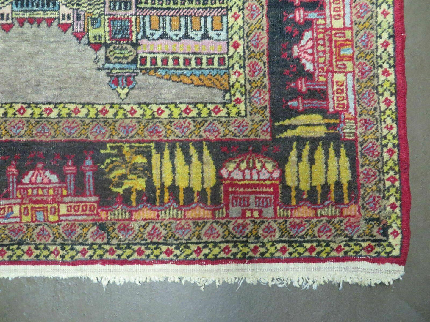 4' X 6' Antique 1920s Handmade Turkish Mehrab Design Wool Rug Lantern Beautiful