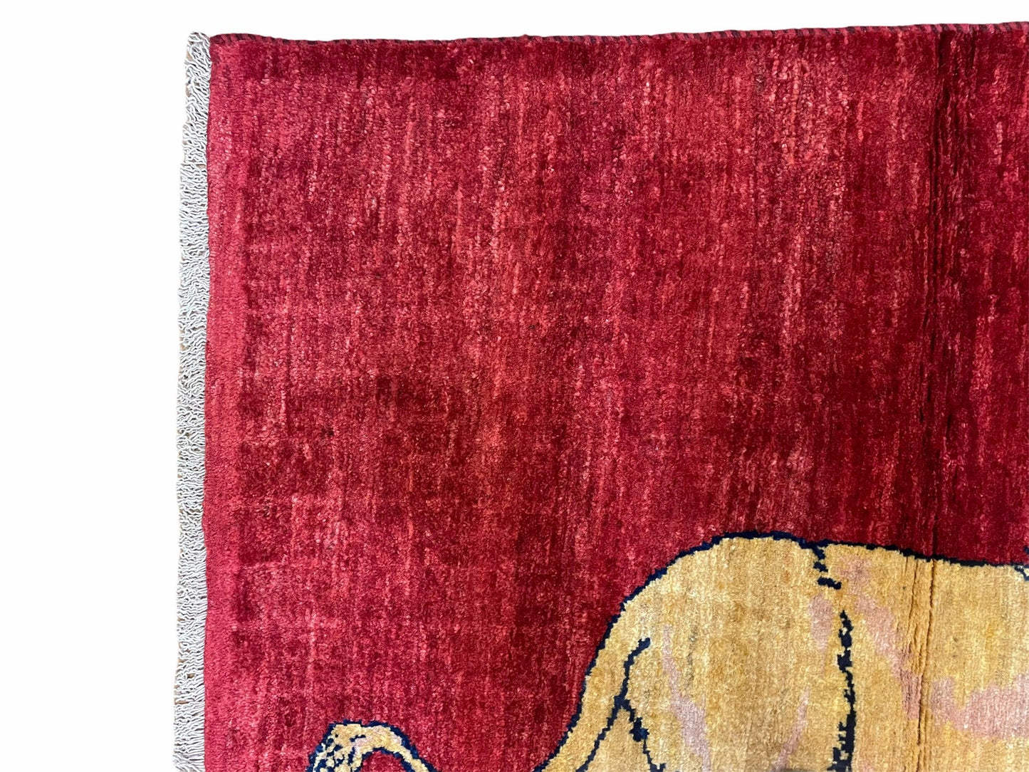 3 X 5 Handmade Hand-Knotted Quality Wool Rug New Vintage Lion Red Pictorial