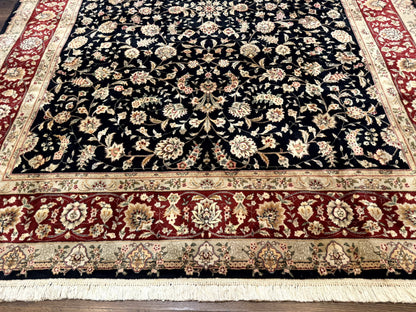 Sino Persian Rug 8x10, Black and Red, Floral Allover