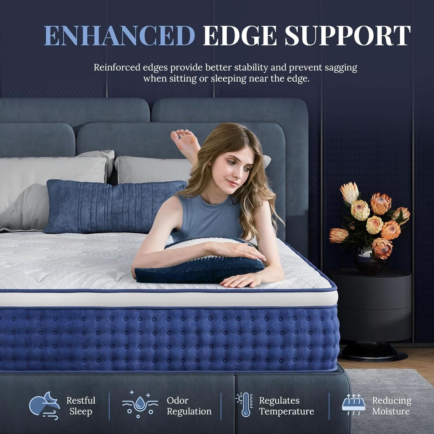 Blue Queen Hybrid Memory Foam Mattress Box CertipurUS