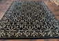 Tibetan Rug 8x10, Wool and Silk, Raised Pattern, Black and Gold, Floral