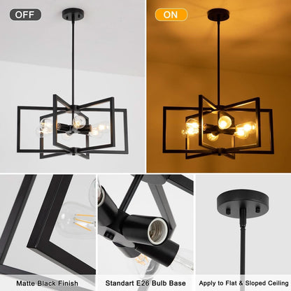 Black 23 Inch Farmhouse Chandelier For Dining Room