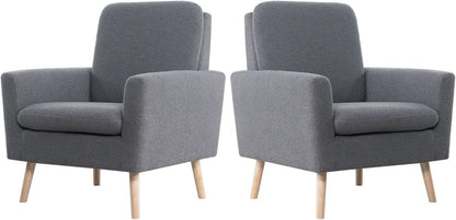 Gray Mid Century Modern Plush Upholstered Armchair