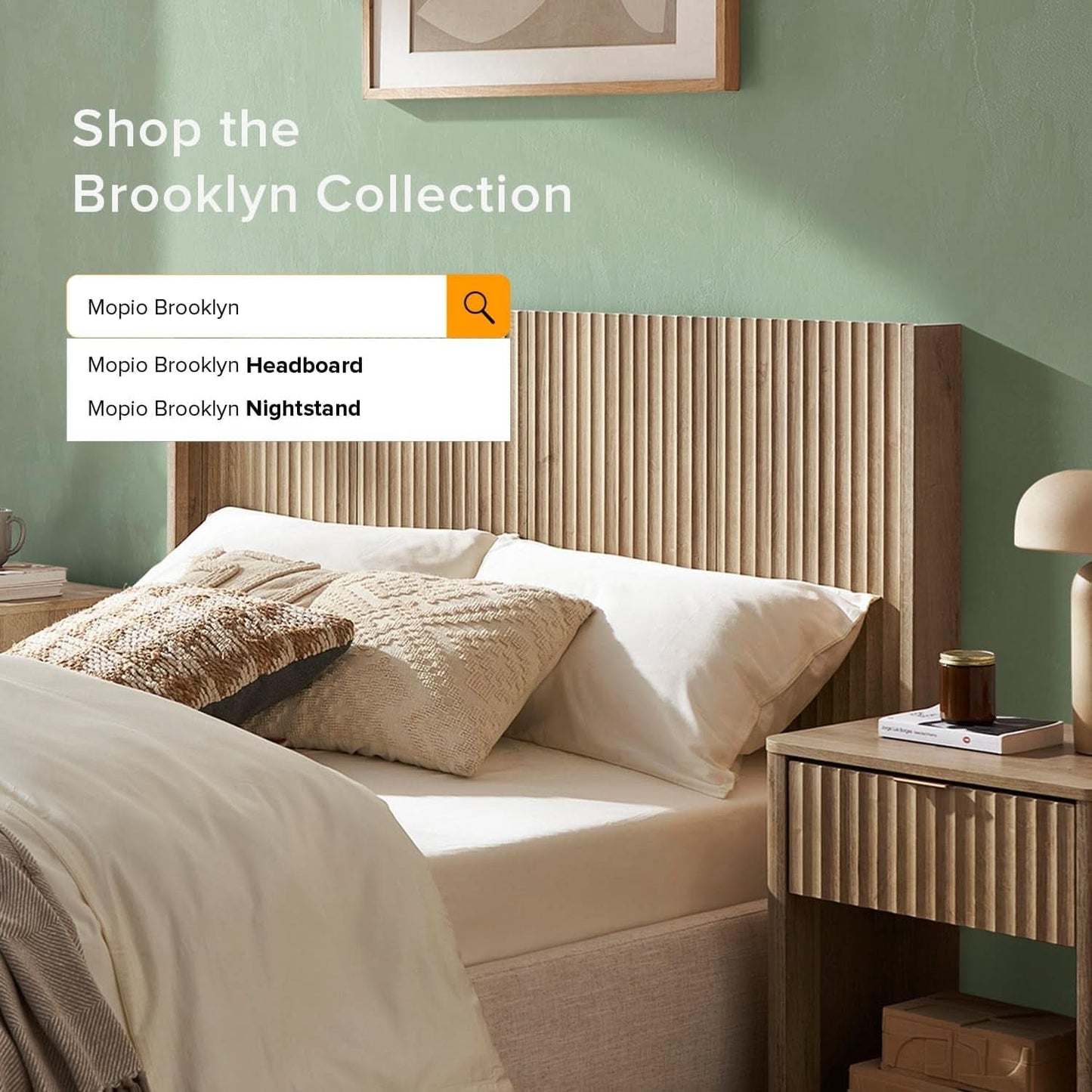 Modern Farmhouse Wood Headboard with Wingback Fluted Design