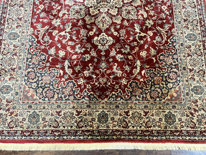 Couristan Rug 5.6 x 8, Floral Medallion, Dark Red Cream, Belgium Power Loomed Rug, Taj Mahal Rug, Vintage Oriental Wool Carpet