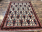 Persian Afshar Rug 6x8, Wool Hand Knotted Semi Antique Vintage Carpet, Floral Allover, Repeated Birds Flowers Vases Motifs