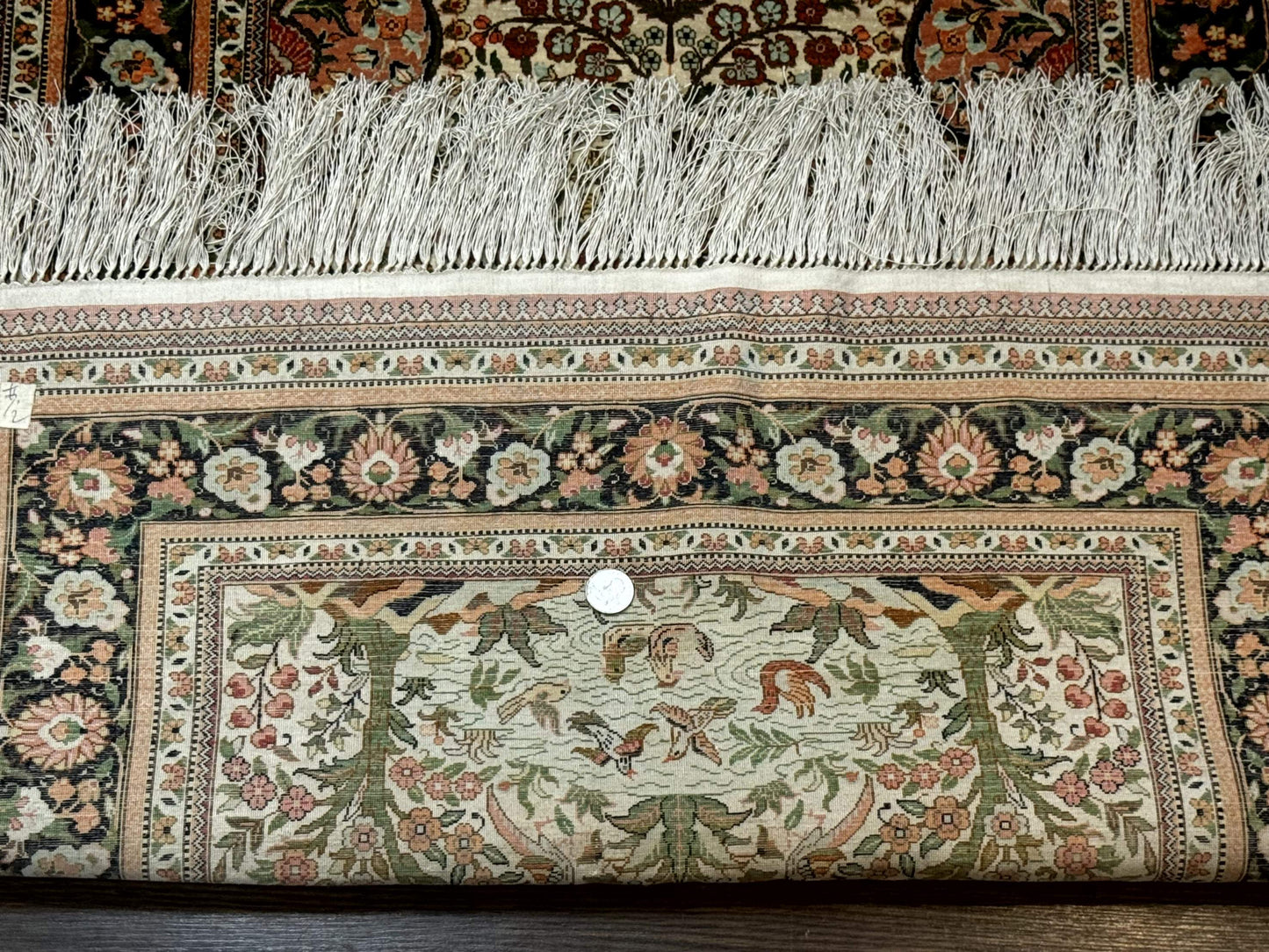 Exceptional Silk Rug 2.6 x 4, Very Fine 630 KPSI, Persian Vase Tree of Life Bird Pictorials, Handmade