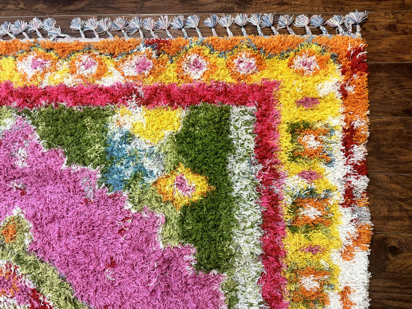 Colorful Shag Rug 8x10, Fuchsia and Multicolor