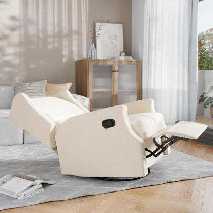 Omma Swivel Glider Rocking Recliner Cream Upholstered 3In1