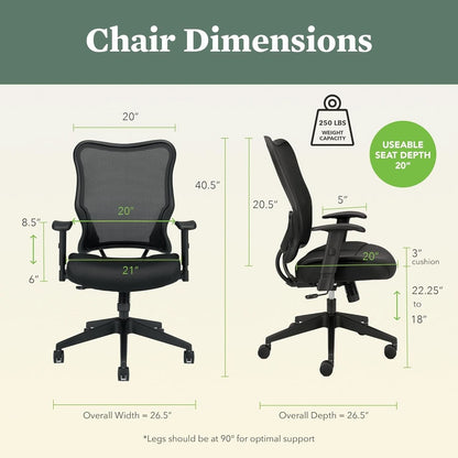 Wave High Back Ergonomic Office Chair With Breathable Mesh Back 360 Swivel