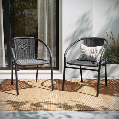Modern Stackable Rattan Dining Chairs Set for Outdoor