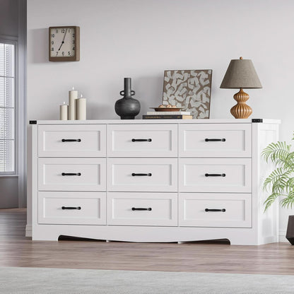 White 59 Inch Premium Modern Multicompartment Dresser