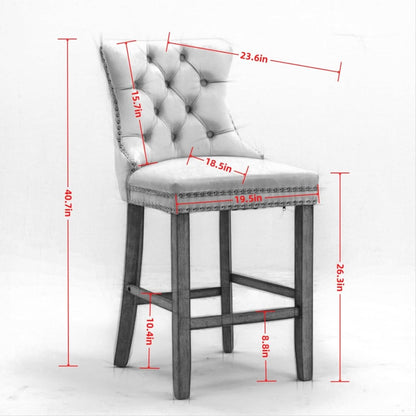 Wingback Velvet Bar Stools Set Of Two Orange Counter Height