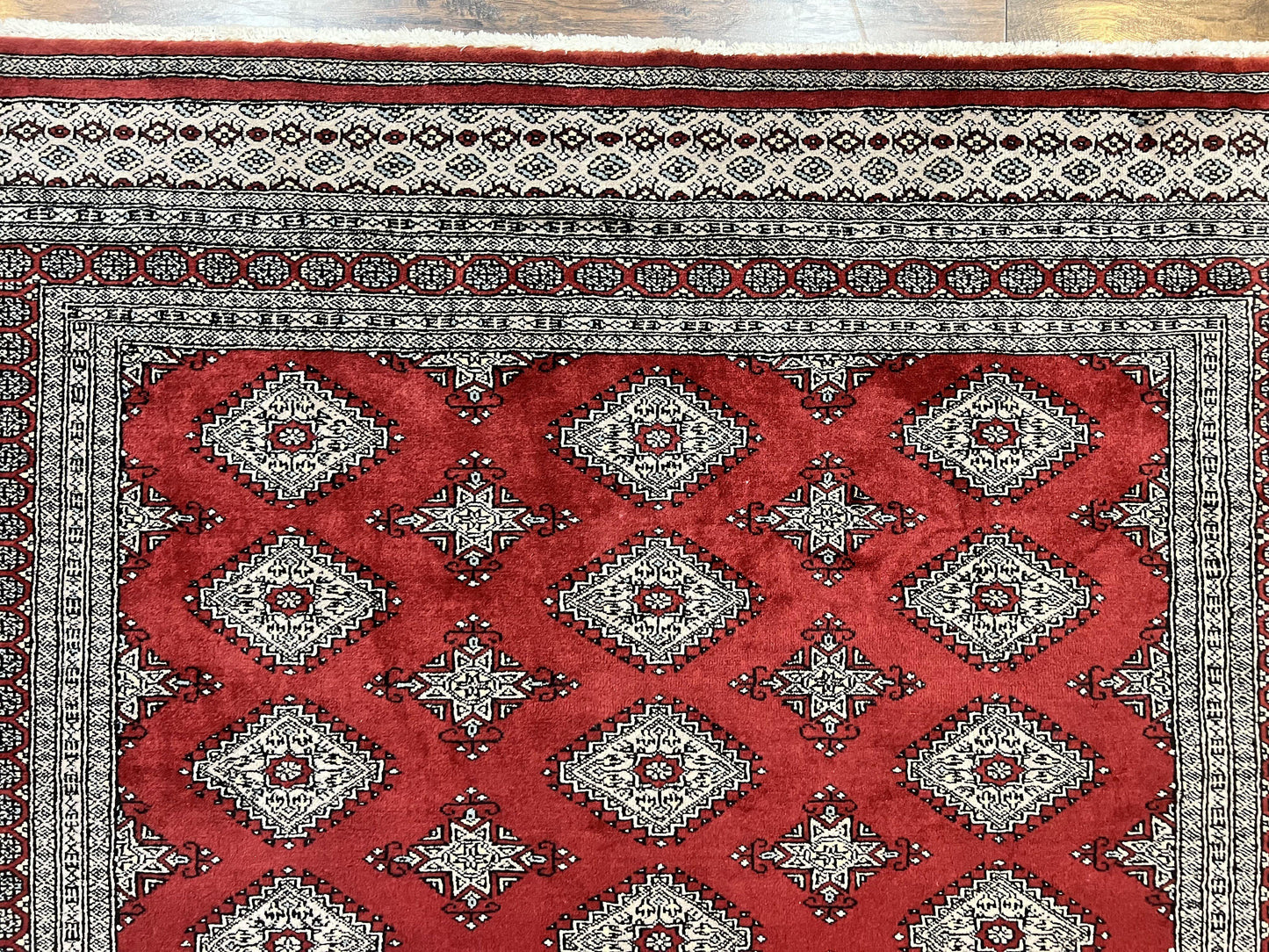Pakistani Bokhara Rug 6x8, Fine Turkoman Carpet, Wool Handmade Vintage, Red, 6 x 8 Medium Sized Rug, Turkmen Rug