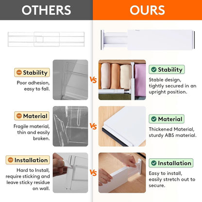 Drawer Dividers 4 In High 11-17 Adjustable White 8 Pack