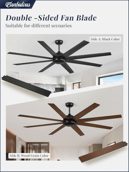 72 Inch Black Ceiling Fan With Remote DC Motor For Indoor Outdoor