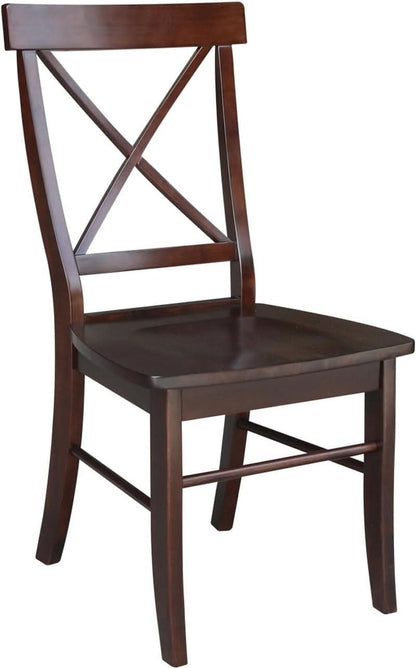 X Back Dining Chair In Java Finish With Solid Wood Seat
