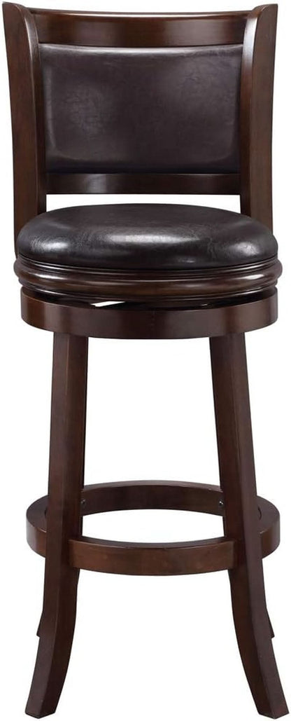 Swivel Bar Stool 29 Inch Cappuccino Faux Leather Upholstery