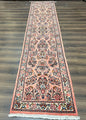 Persian Runner Rug 2.9 x 13.6, Semi Antique Vintage Persian Sarouk Hallway Rug, Wool Oriental Runner, Salmon and Cream, Floral Allover Hand Knotted