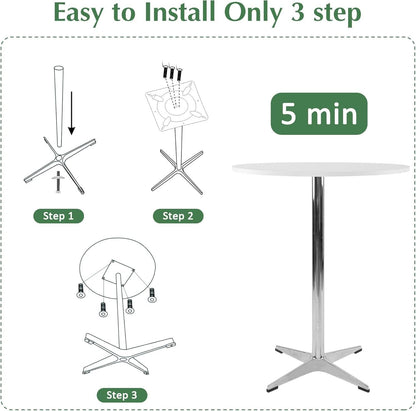 White Round Pub Table With Sturdy Crossbase 39 Inches