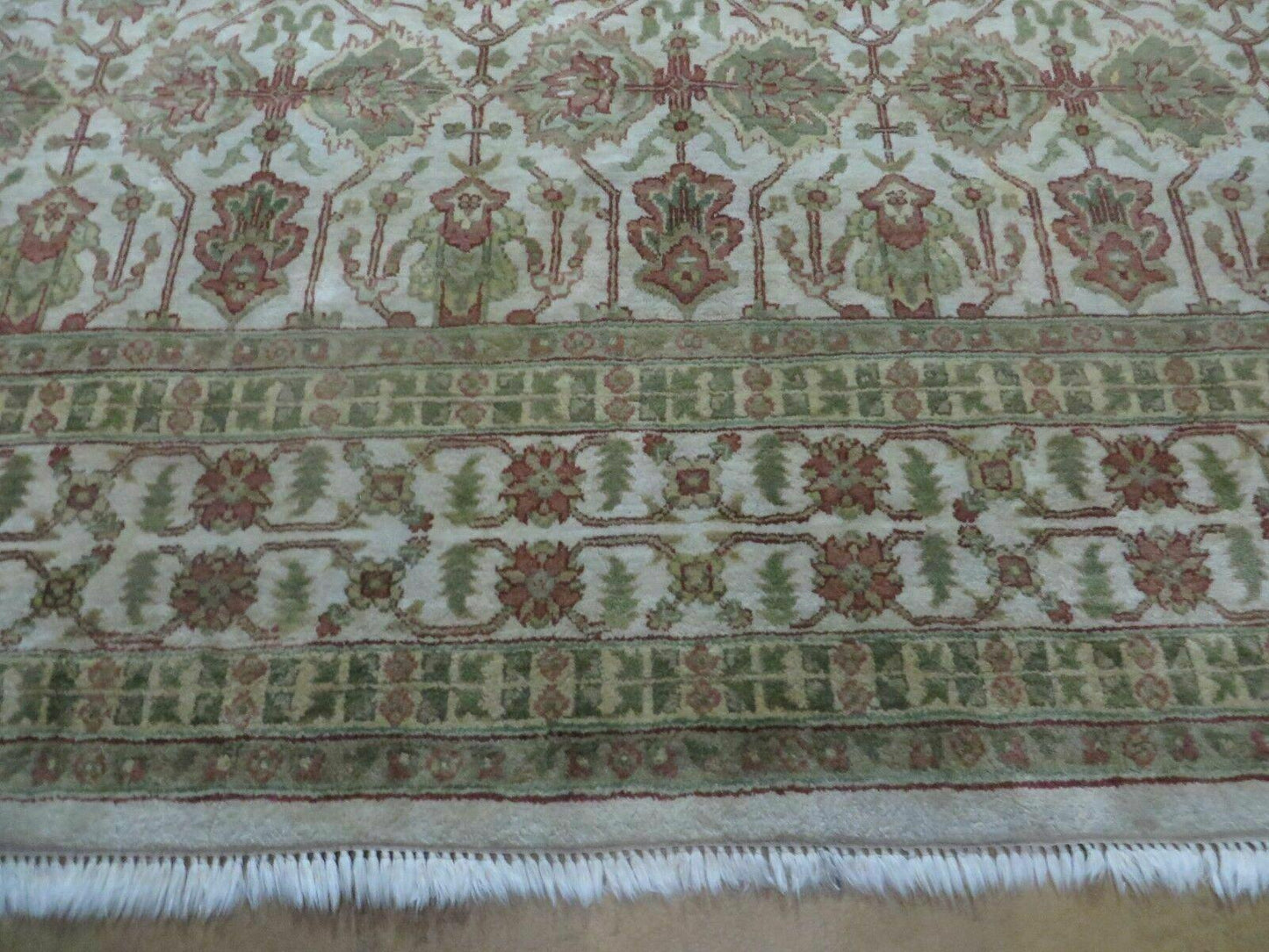 8' 5" X 12' Handmade India Agra Floral Oriental Wool Rug Tea Washed Carpet Nice