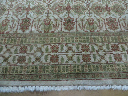 8' 5" X 12' Handmade India Agra Floral Oriental Wool Rug Tea Washed Carpet Nice