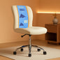 Armless Desk Chair With Mesh Back And Wheels Cream White