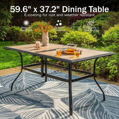 7 Piece Patio Dining Set With 6 Swivel Chairs Blue