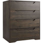 Modern 4 Drawer Dresser Walnut Finish For Bedroom Storage