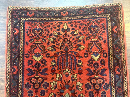 Antique Persian Sarouk Rug 2x4, Red, Fine 260 KPSI