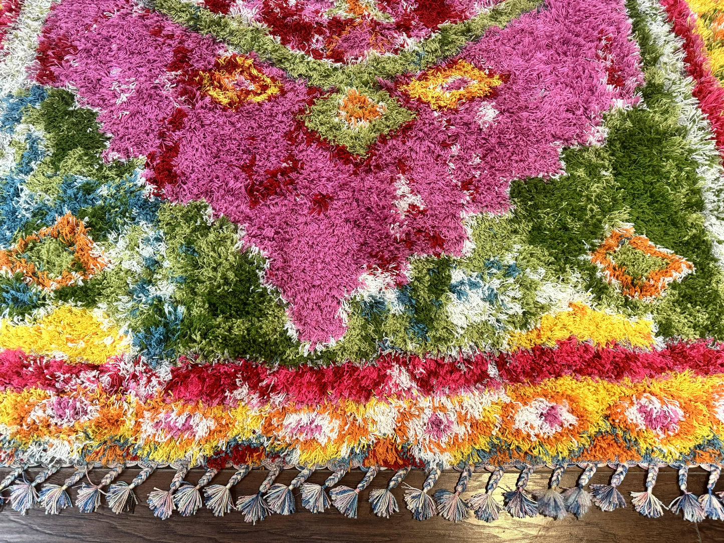 Colorful Shag Rug 8x10, Fuchsia and Multicolor