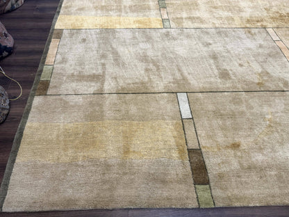 Tufenkian Tibetan Rug 12x16, Handmade Wool Modern Area Rug, Palace Size Carpet