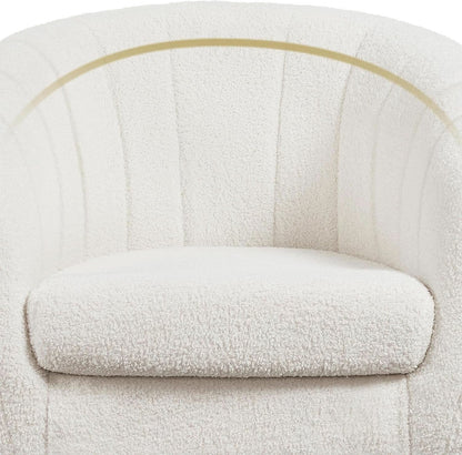 Ivory Boucle Upholstered Accent Chair Removable Cushion