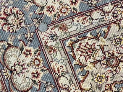 Sino Persian Square Rug 5x5, Very Fine Oriental Carpet, Wool & Silk Highlights, Ivory, Hand Knotted Handmade Vintage Traditional Rug