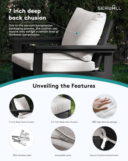 HDPE Outdoor Patio Furniture Set 7 Piece All Weather