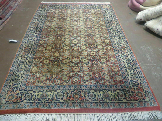 4' X 6' vintage Handmade India Amritsar Floral Oriental Wool Rug Organic Nice